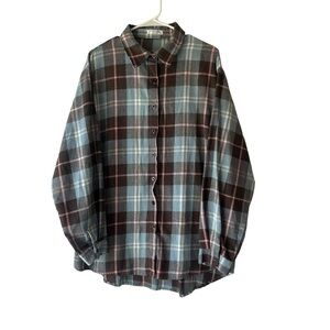 Women's 20W Pink Blue Brown Plaid Winter Fall Button-Up Casual Flannel Shirt